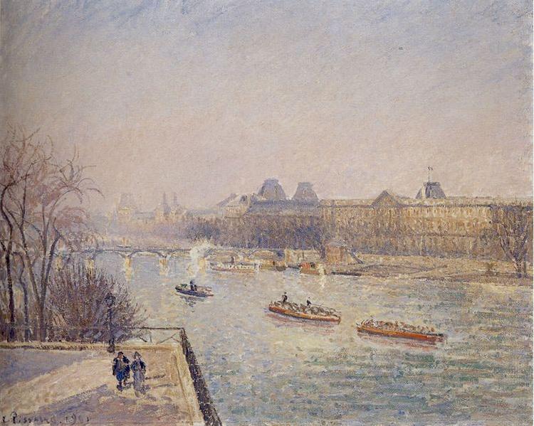 Camille Pissarro Morning, Winter Sunshine, Frost, the Pont-Neuf, the Seine, the Louvre, Soleil D'hiver Spain oil painting art